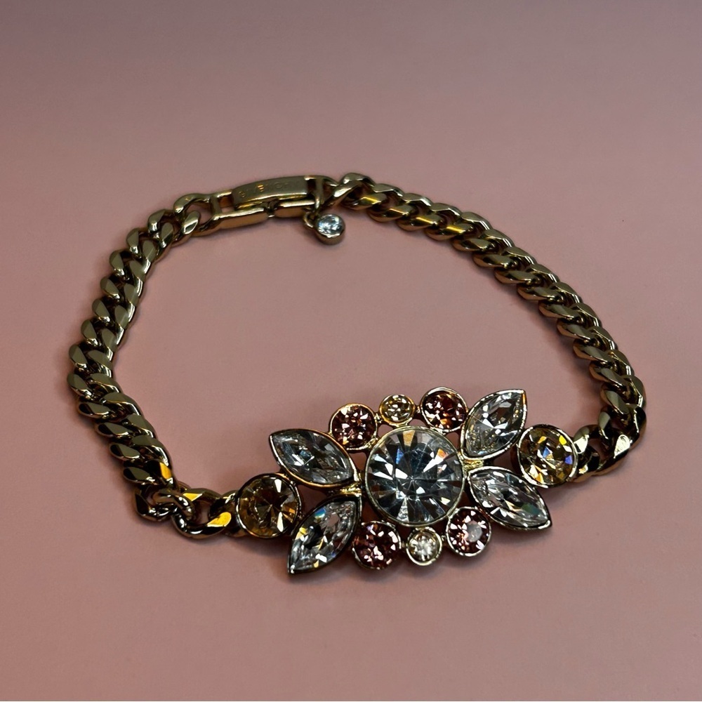 Givenchy Gold Tone Bracelet with Crystal Embellishments